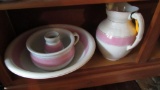 Pink Banded Wash Stand Set