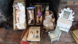 (6) Dolls with Doll Catalogs & Furniture