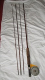 3 Piece Cane Antique Fly Rod with Extra Tip Tonkin with Bristol Reel