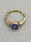 10K Yellow Gold, Sapphire & Diamond Ring