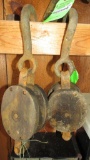 (2) Wood Pulleys