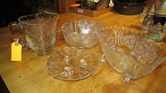 (4) Pieces of Pressed Glass