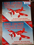(2) Red Crown Lockheed Orion Airplane Banks