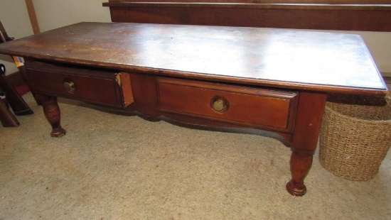 Turned Leg Pine 2 Drawer Occasional Table