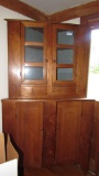 Antique Butternut Corner Cupboard