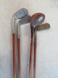 (4) Antique Wood Shaft Golf Clubs