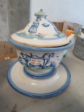 M.A. Hadley Pottery Soup Tureen with Ladle & Underplate