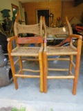 Pair of Custom Made Lodge Pole Pine Stools by D.H. Bischoff 1986