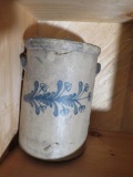 Salt Glazed Stoneware Crock With Cobalt Blue Design