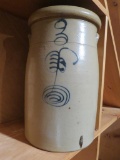 Salt Glazed Stoneware Crock With Cobalt Blue Design