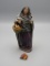 Vintage Puig Woman Figure w/ Basket Fabric & Wood Figurine