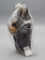 Vintage Puig Woman Figure w/ Basket Fabric & Wood Figurine