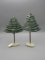 Pair of Imagine That Paste & Wood Decorative Christmas Trees