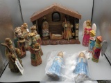 Hand Carved Wood Nativity Set 12 Pieces- Marriage of Different Styles