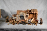 Nativity Set w/ Stable & 12 Piece Hand Painted Polyresin Figures