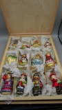 Inge-Glas 12 Days of Christmas Glass Ornament Set in Wood Box