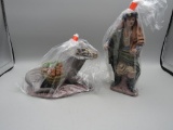 Vintage Puig Shepard w/ Donkey Fabric & Wood Figurine