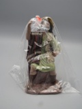 Vintage Puig Seated Shepard Fabric & Wood Figurine