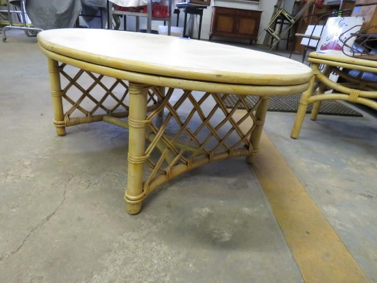 Mid-Century Modern Rattan Occasional Table