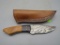 Damascus Fixed Blade Knife With Tooled Leather Sheath