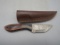 Damascus Fixed Blade Knife With Tooled Leather Sheath