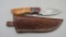 Damascus Fixed Blade Knife With Tooled Leather Sheath