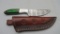 Damascus Fixed Blade Knife With Tooled Leather Sheath