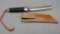 Budk Fixed Blade Tanto Knife With Custom Leather & Snakeskin Sheath