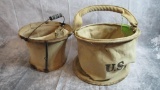 Vintage U.S. Military Canvas Grain Bucket & Water Bucket