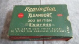 Vintage Remington .303 British Box with (14) Cartridges & (4) Brass