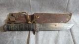 Vintage Kabar Fighting Knife with leather sheath