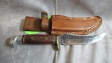 Western Fixed Blade Knife with leather sheath