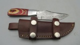 Damascus Fixed Blade Knife With Leather Sheath