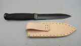 Double Edged Boot Knife With Custom Leather Sheath