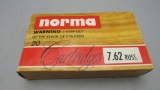 Box of (20) Norma 7.62 Russian Brass
