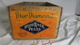 Antique Wood Blue Diamond Hood River Pears Crate