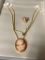 Gold Shell Cameo Necklace & Ring