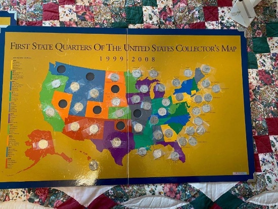 (2) First State Quarters of the US Maps & a 1972 Silver Dollar