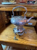 Ornate Silverplate Teapot on stand