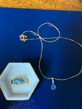 Blue Zircon Ring and Blue Stone Necklace