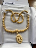 Contemporary Ivory Bead Carved Necklace