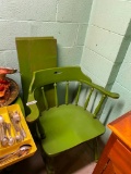Green Drop leaf Table & (2) Captains Chairs