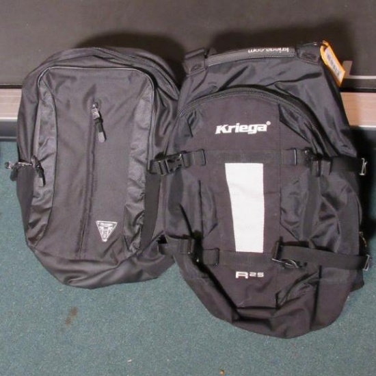 (2) Motorcycle Backpacks-Kriega (R25S Armored Backpack) & Triumph