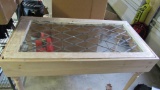 Custom Leaded Glass Top Table w/ Wood Base