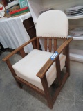 Child's Oak Morse Chair w/ Upholstered Seat & Back