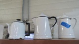 (3) Enamel Coffee & Tea Pots