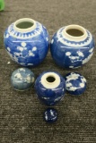 (3) Blue Glass Canisters