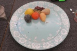 (7) Fake Fruit W/ Metal Tray