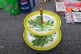 2 Tier Green Cookie Tray Vintage