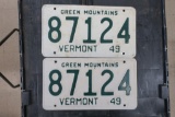 1949 Vt License Plate Pair